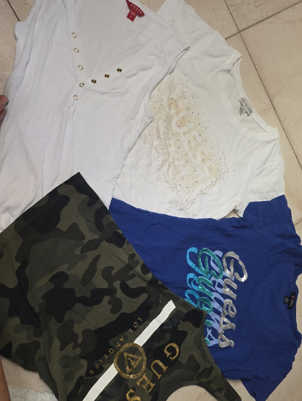 Guess White and Blue Short Sleeve Tops Bundle